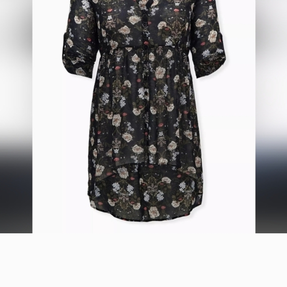Torrid Outlander Lexie Floral Chiffon Hi-Lo Babydoll Tunic